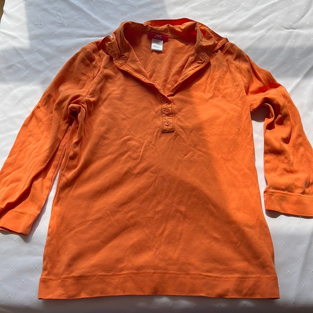 Orange 3/4 sleeve polo shirt